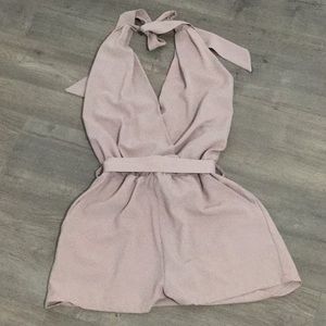 Dusty pink halter open back romper suit size small